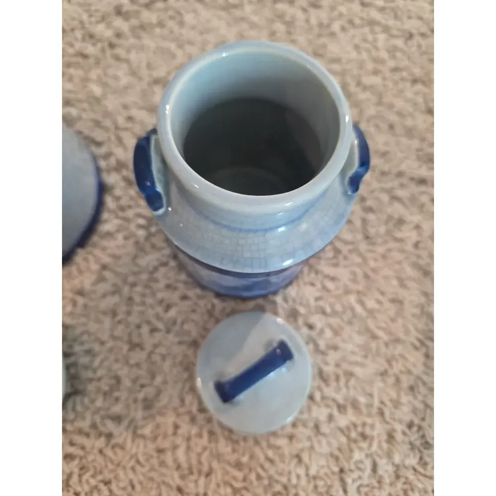 Vintage McCoy Pottery Blue And White Dutch Windmill Canister Set